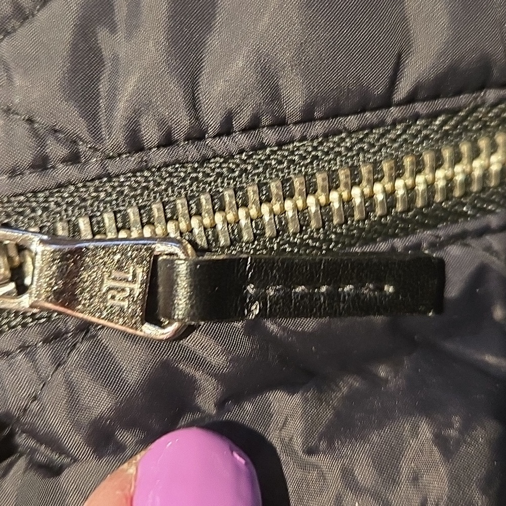 Lauren Ralph Lauren Black Quilted Long Jacket with Purple Lined Hood. 1X - Picture 16 of 16